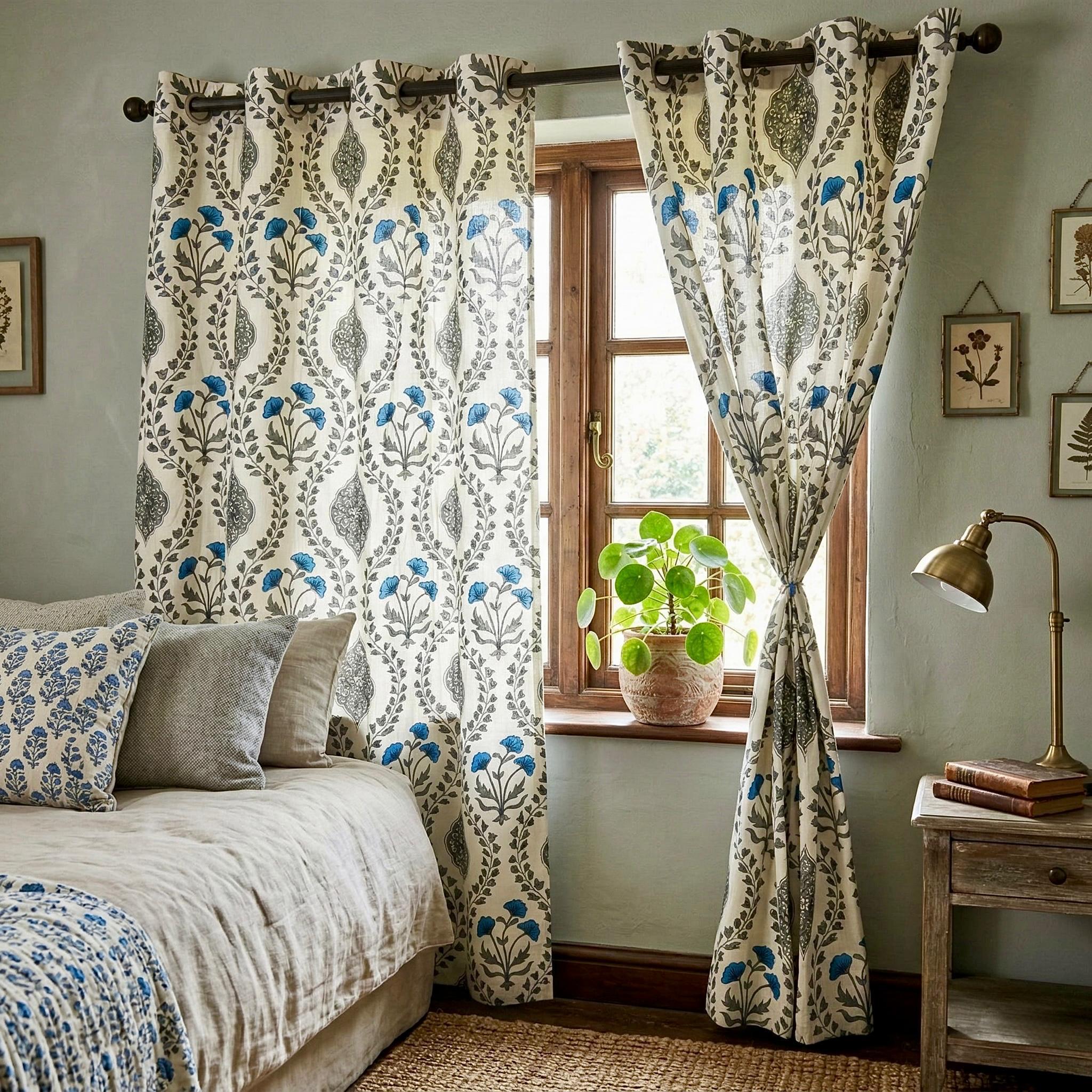 Bagh Buti Bagru Eyelet Curtains