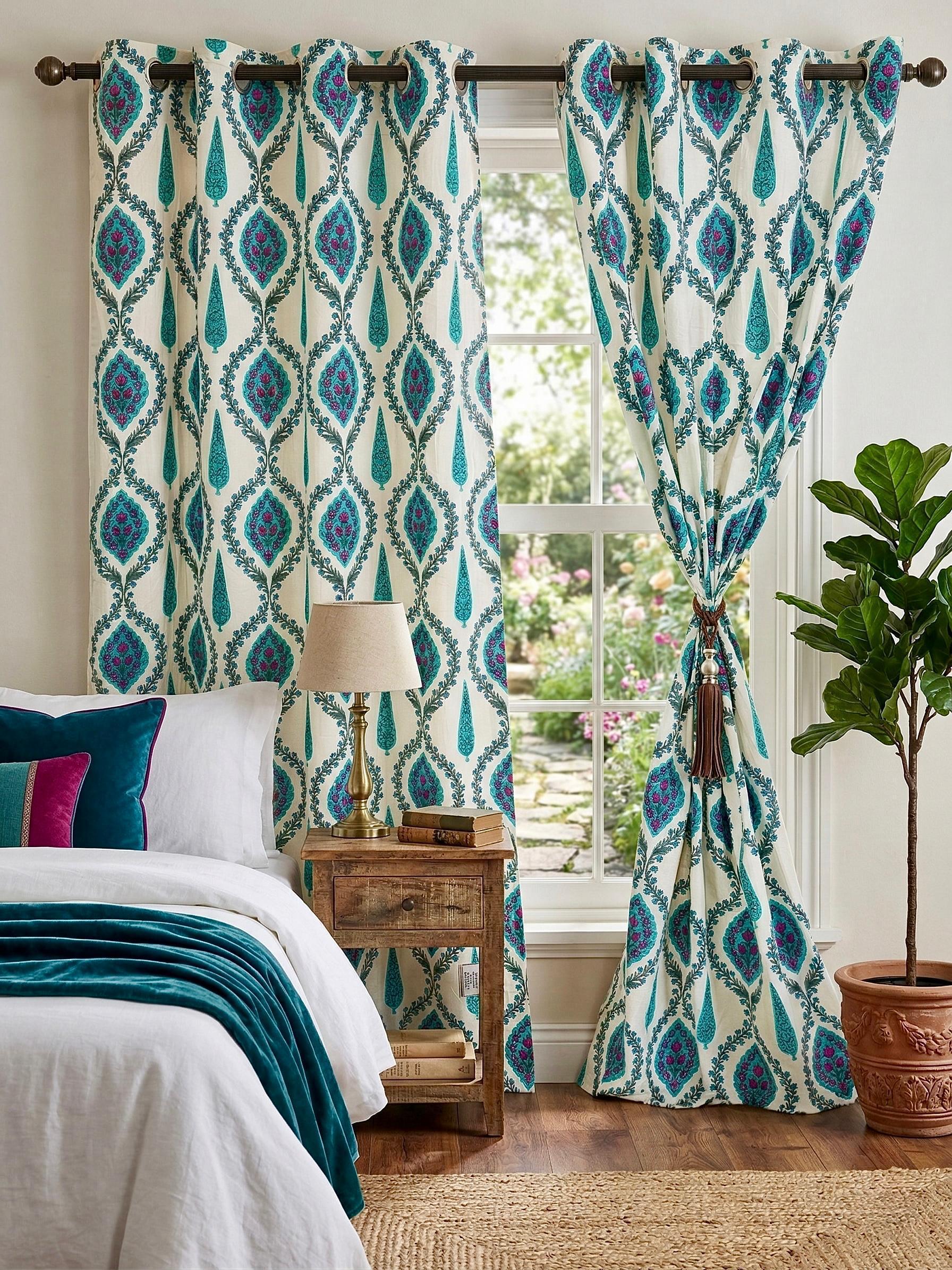 Bagh Buti Bagru Eyelet Curtains