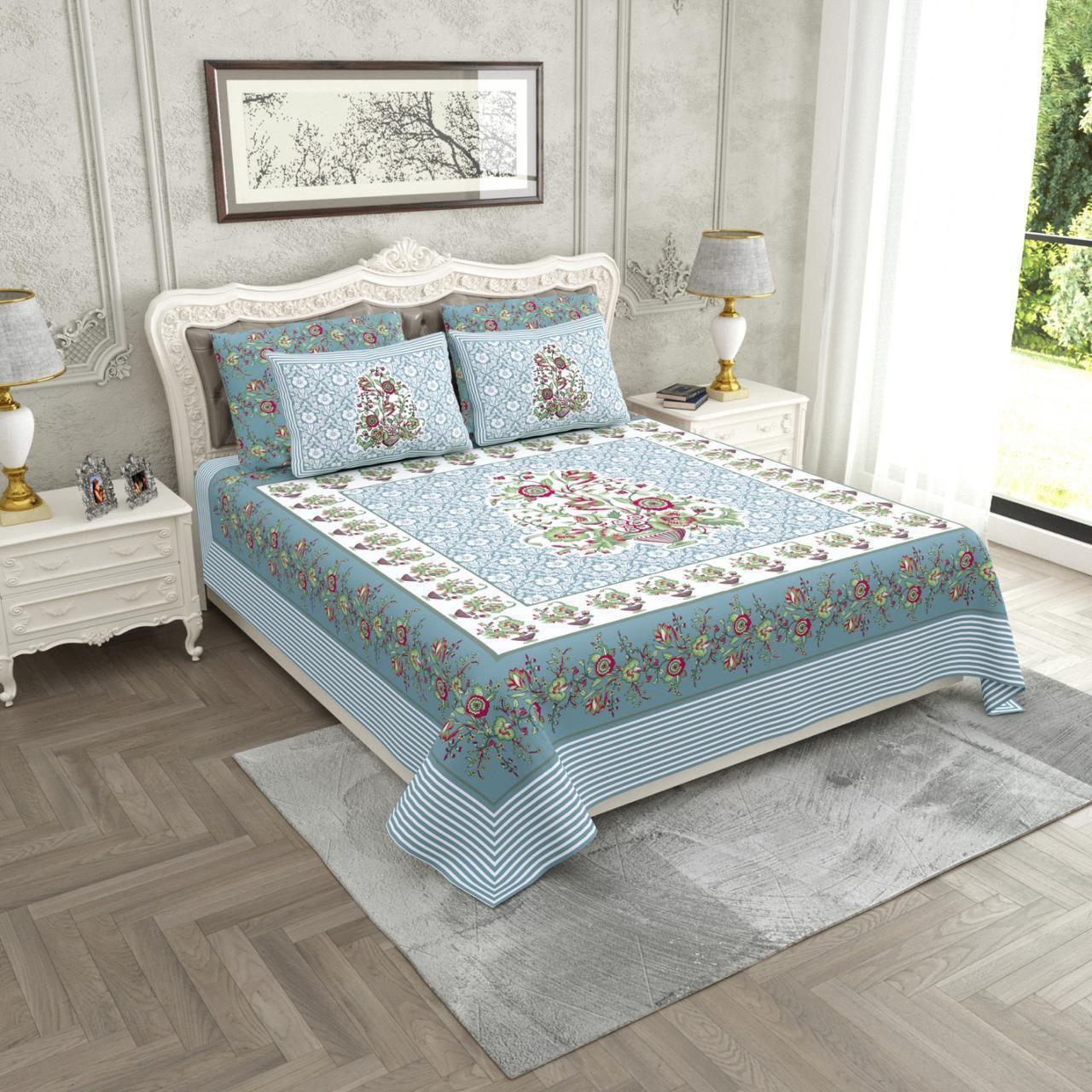 Bulbul Bagicha Sanganeri Cotton Bedsheet