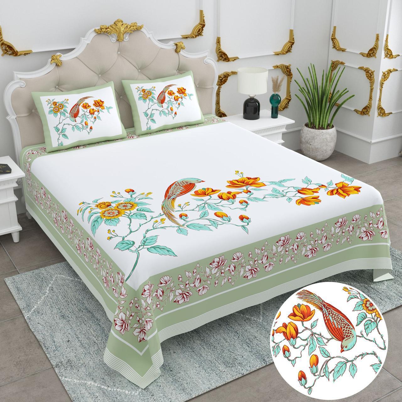 Bulbul Bagicha Sanganeri Cotton Bedsheet