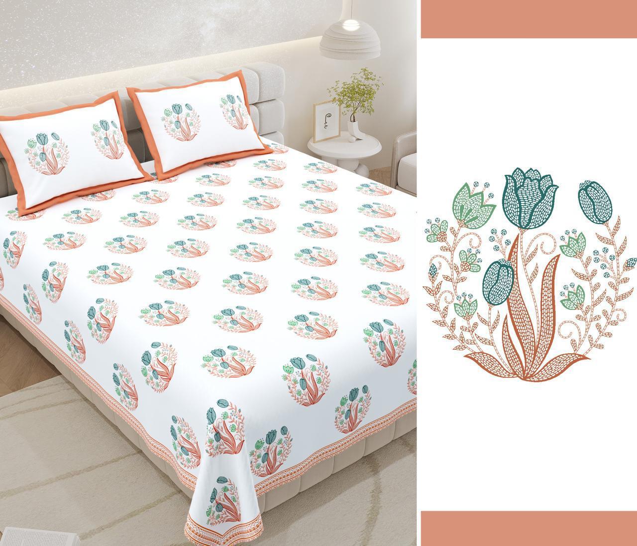 Gul-e-Lala Mughal Buti Cotton Bedsheet