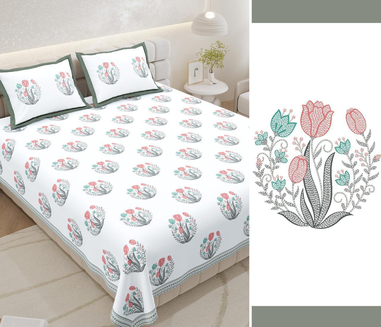 Gul-e-Lala Mughal Buti Cotton Bedsheet