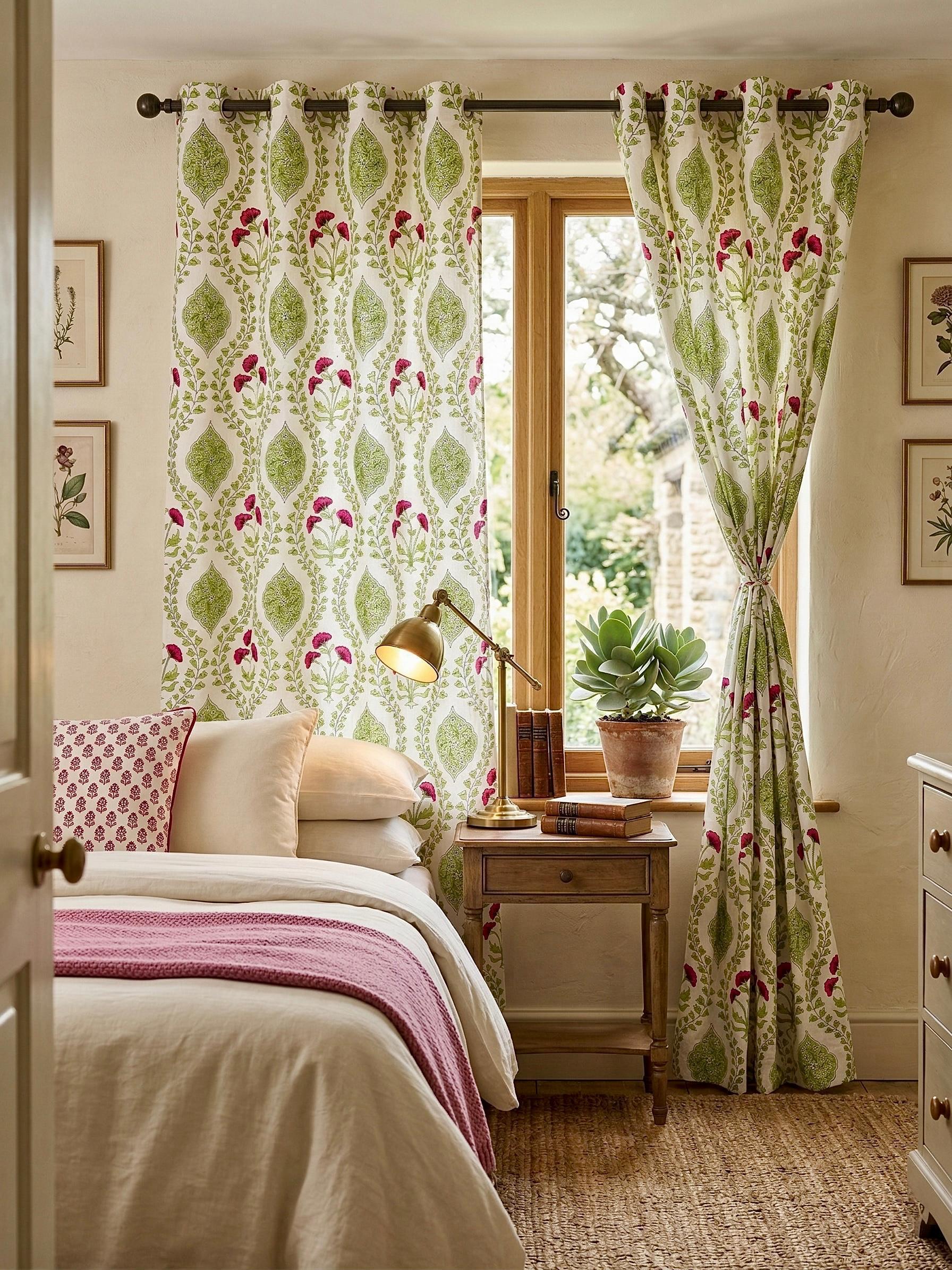 Gulnar Ogee Mughal Buti Eyelet Curtains