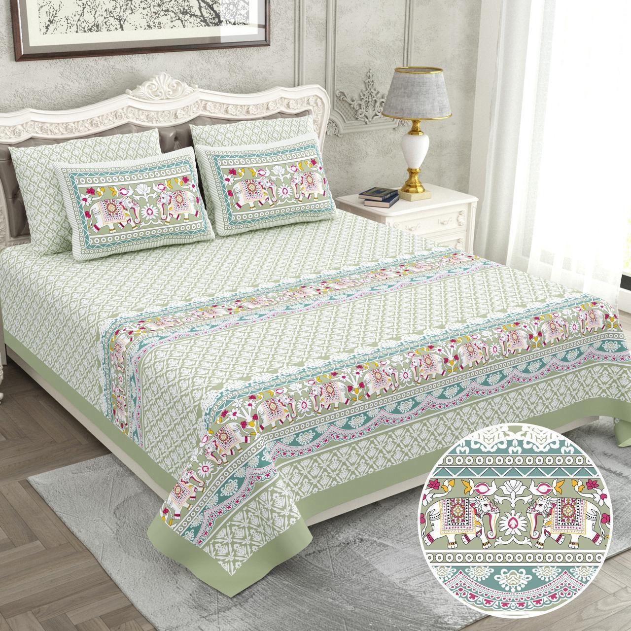 Hathi Baraat Jaipuri Cotton Bedsheet