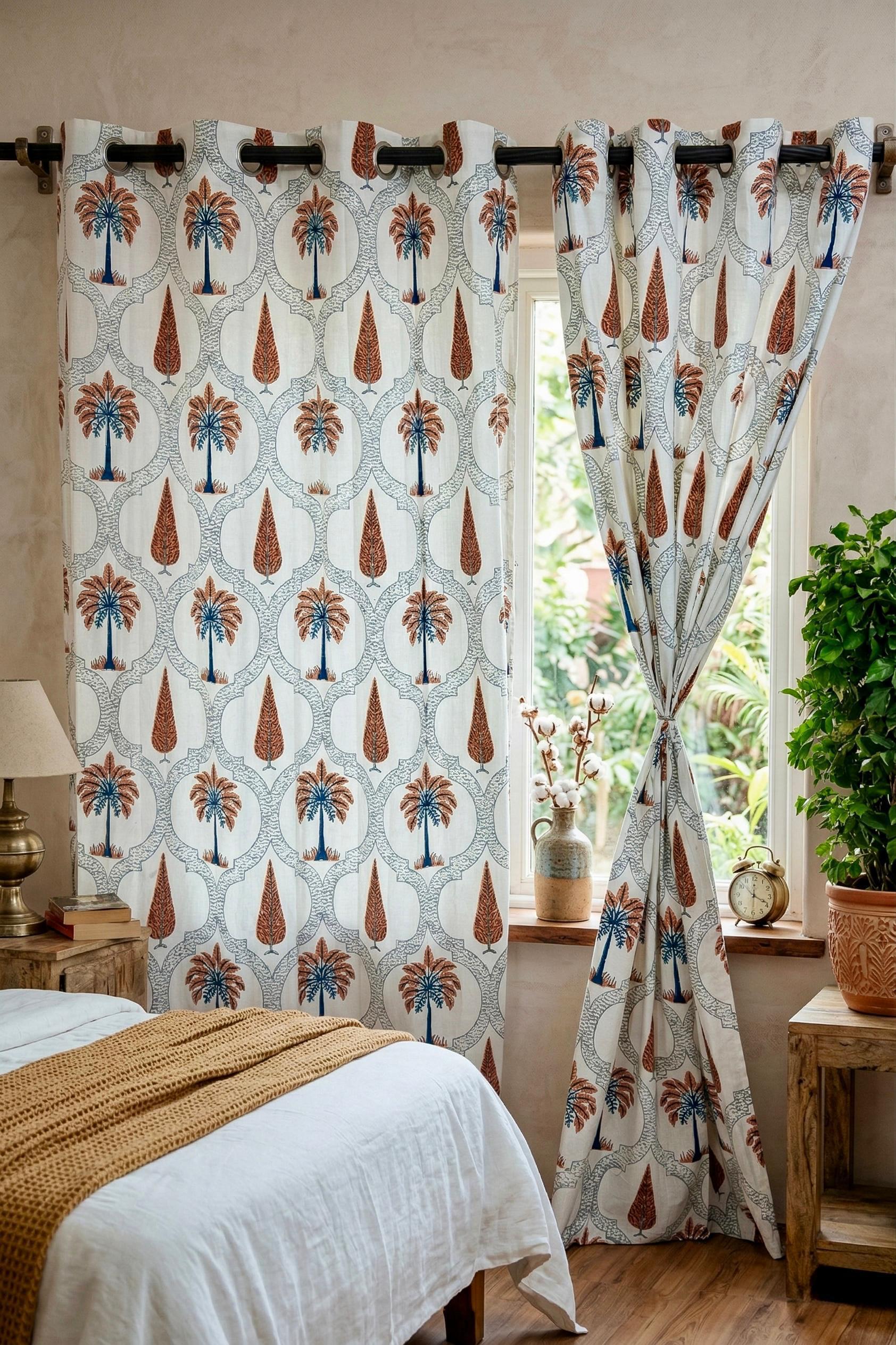 Laal Khajoor Bagru Eyelet Curtains
