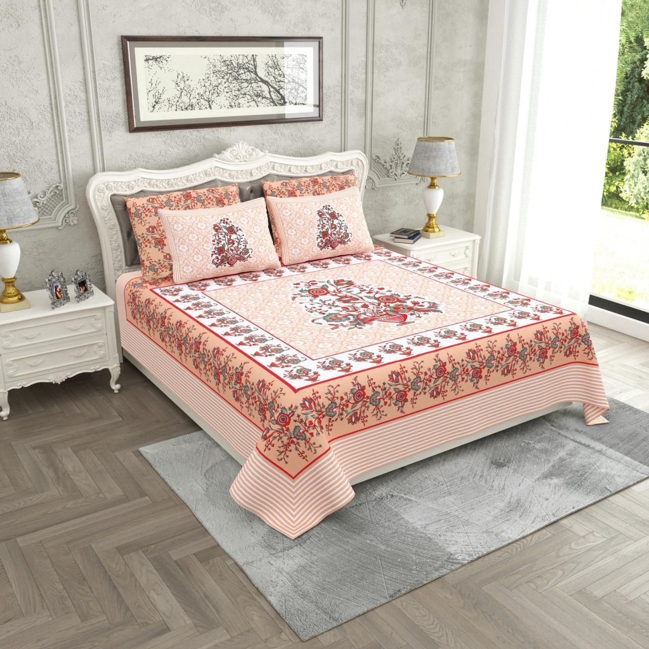 Phuldaan Sanganeri Cotton Bedsheet