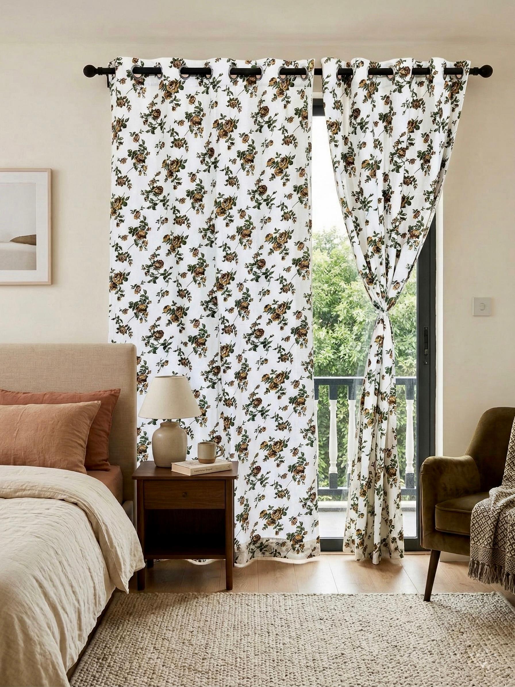 Purani Gulab Sanganeri Eyelet Curtains