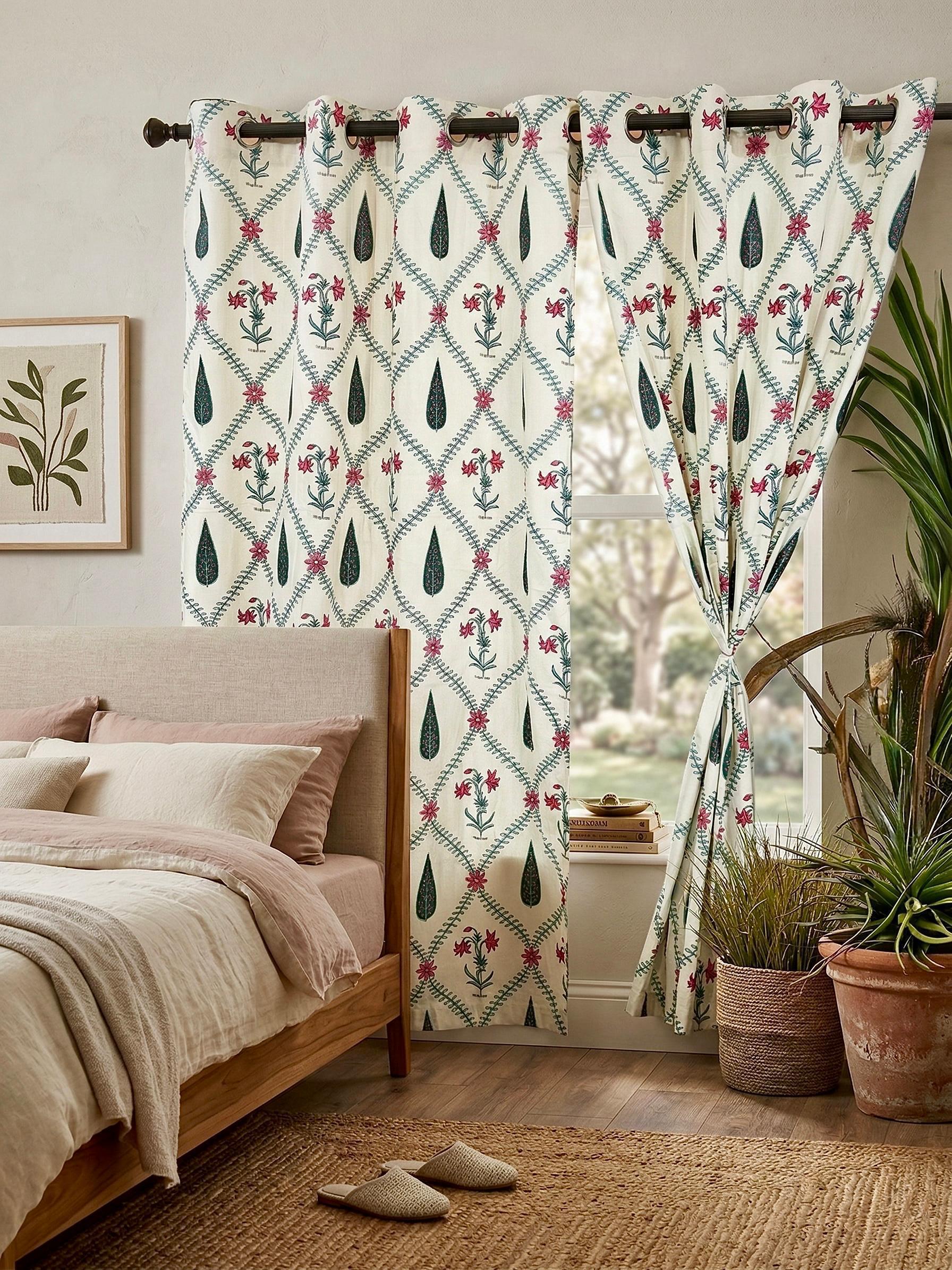 Sunehri Vatika Bagru Eyelet Curtains