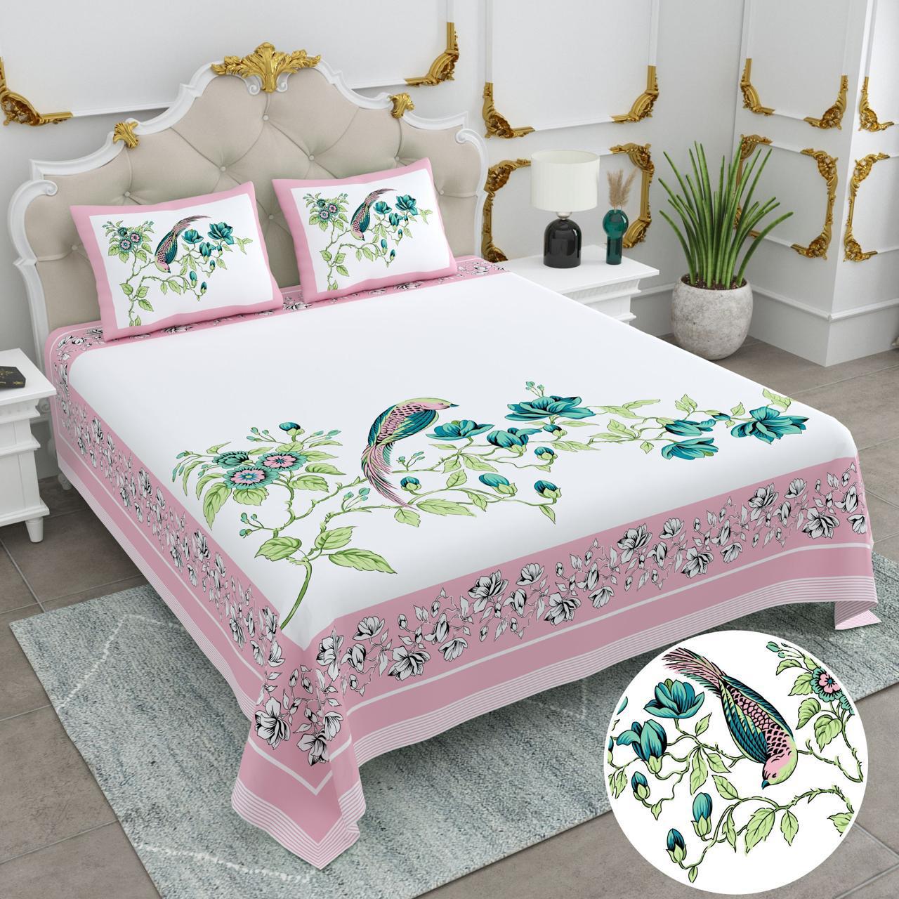 Titli Vatika Sanganeri Cotton Bedsheet