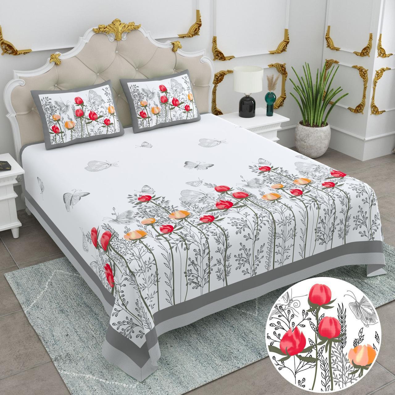 Titli Vatika Sanganeri Cotton Bedsheet