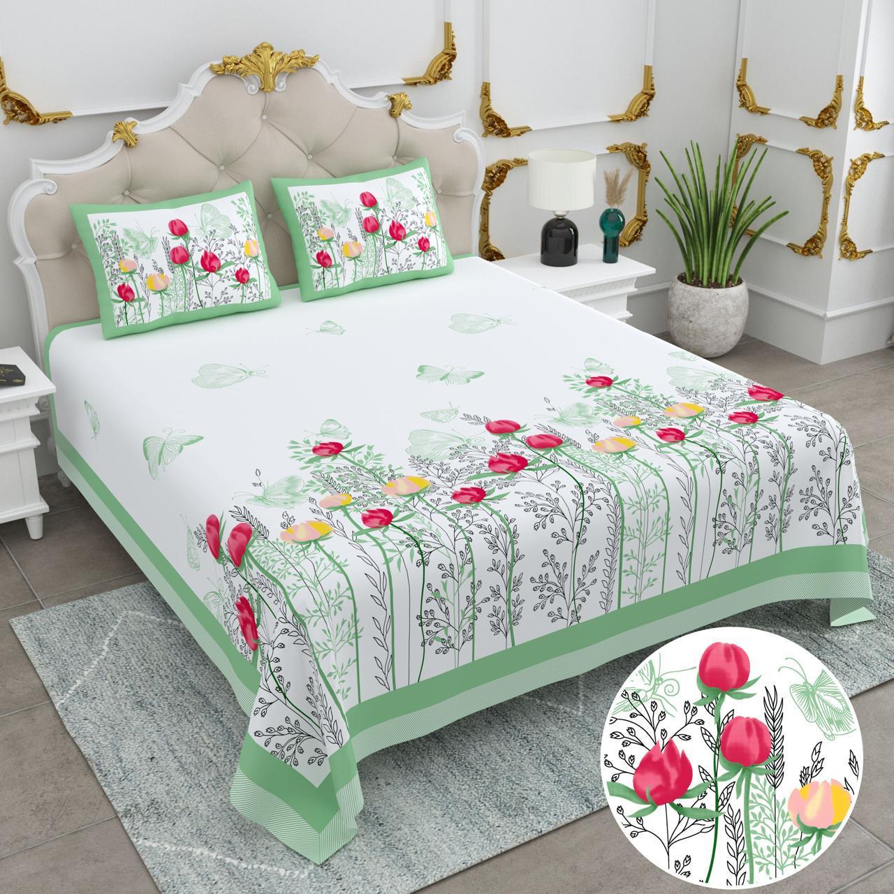 Titli Vatika Sanganeri Cotton Bedsheet